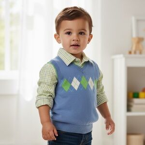 Good Lad Boys Dress Shirt & Argyle Sweater Vest Set Size 2